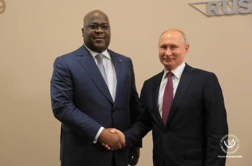<p>Les Présidents Poutine et Tshisekedi à Sochi en 2019 lors du sommet Afrique-Russie. ©présidence RDC. </p>
