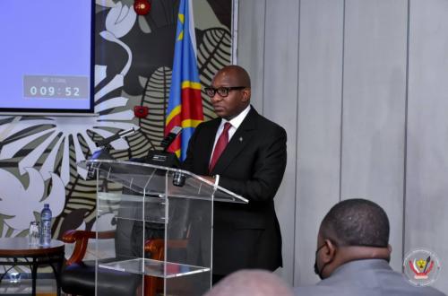 <p>Le premier ministre Sama Lukonde. Hôtel du fleuve le 10/02/2022.</p>
