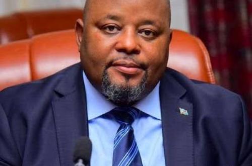 <p>Le ministre d’État au Budget Aimé Boji parlant sur le Système Intégré de Gestion des Marchés Publics SIGMAP</p>
