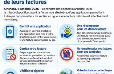 RDC-Facture normalisée : une application de vérification annoncée avant fin octobre