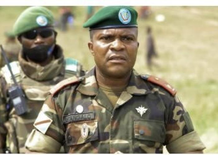<p>Le général de Brigade Clément Bitangalo qui a accueilli les nouvelles troupes. Bunia le 14 février 2022.</p>